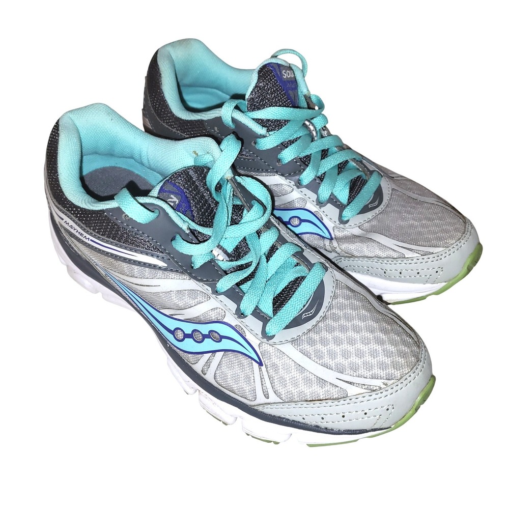 Saucony Mayhem Blue Teal Gray Women's Running Shoe Sneaker 8